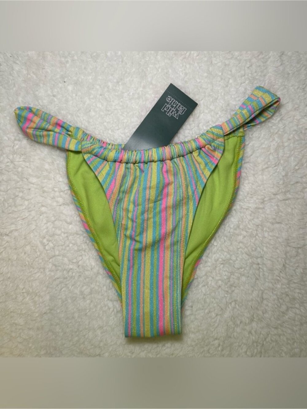 Wild Fable Women’s Low Rise High Leg Striped Sparkle Bikini Bottoms XS NEW